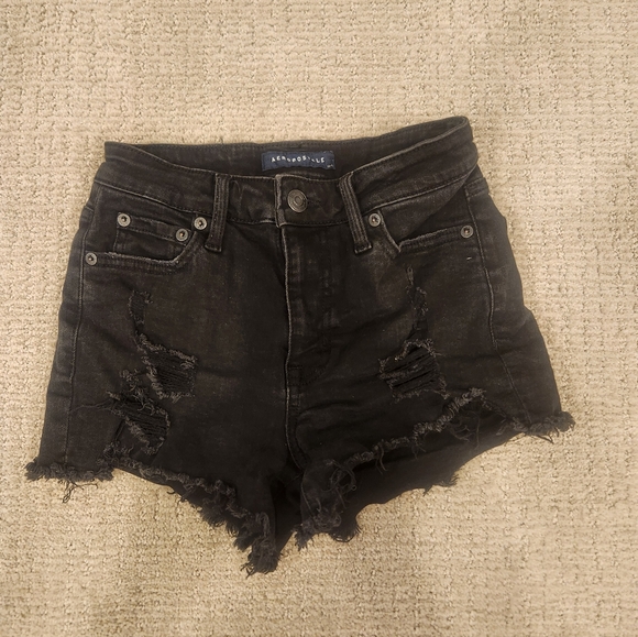 Aeropostale Charcoal Distressed Jean Shorts - Picture 1 of 2